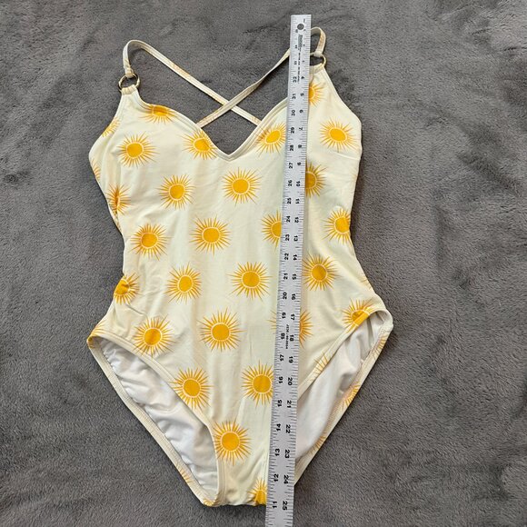 Kate Spade One Piece Swimsuit No Size Appx MEDIUM Yellow Suns - Picture 2 of 7
